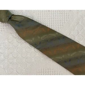 Pierre Cardin Necktie Green Geometric Shapes Necktie Silk Tie